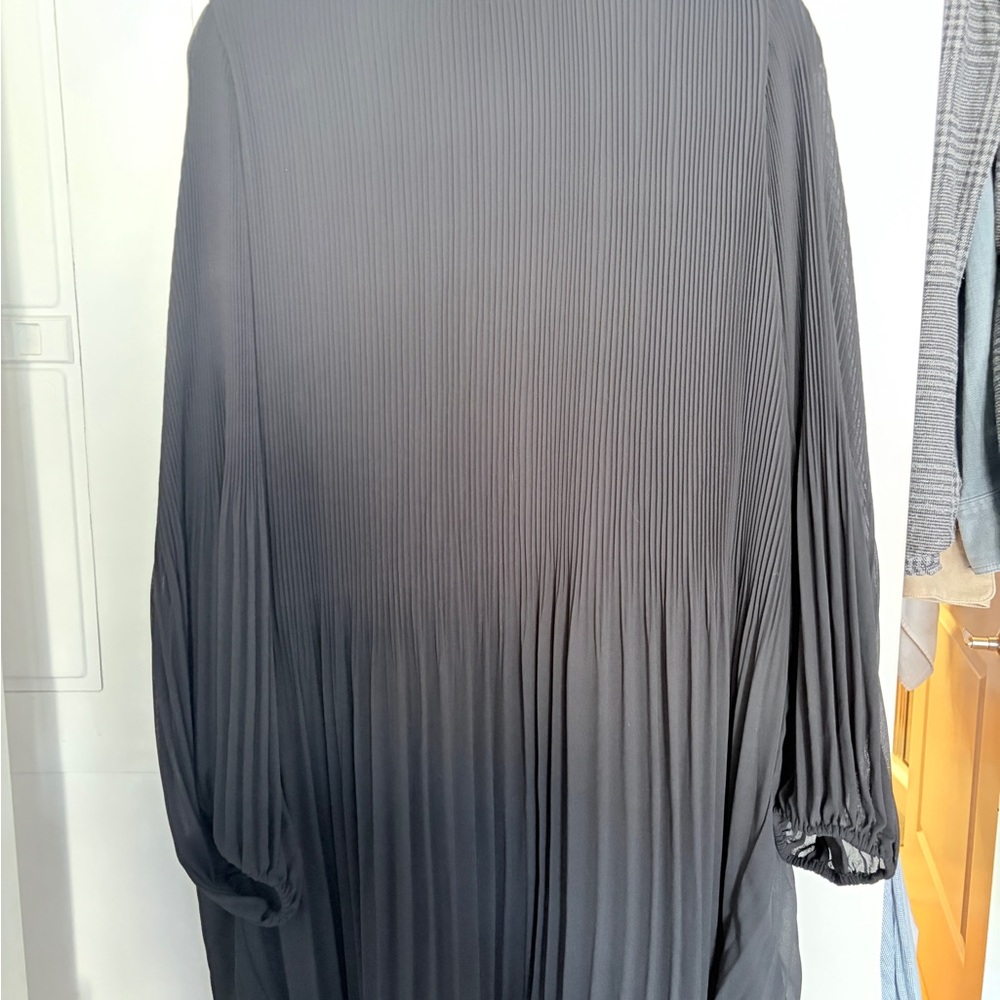 Quince Black Pleated Midi Dress